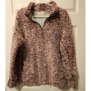 Weatherproof Soft Burgundy Half Zip Soft Furry Pullover Jacket Womens Medium